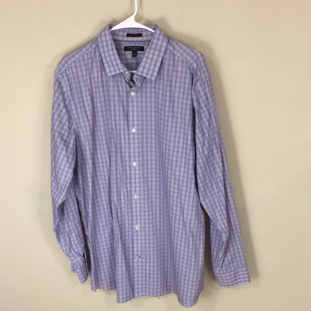 Banana Republic Blue Plaid Non-Iron Cotton Stretch Button up Shirt XL